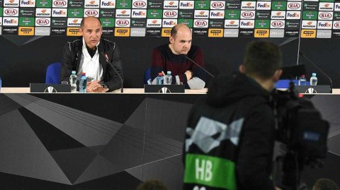 欧联杯战前静默战鼓 卢甘斯克索尔亚发布会直击