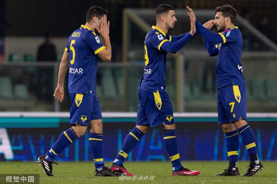 比赛结束后，维罗纳全队手拉手走向主场球迷看台，集体鞠躬致谢，看台上是一片挥舞的黄色围巾和欢呼的海洋。