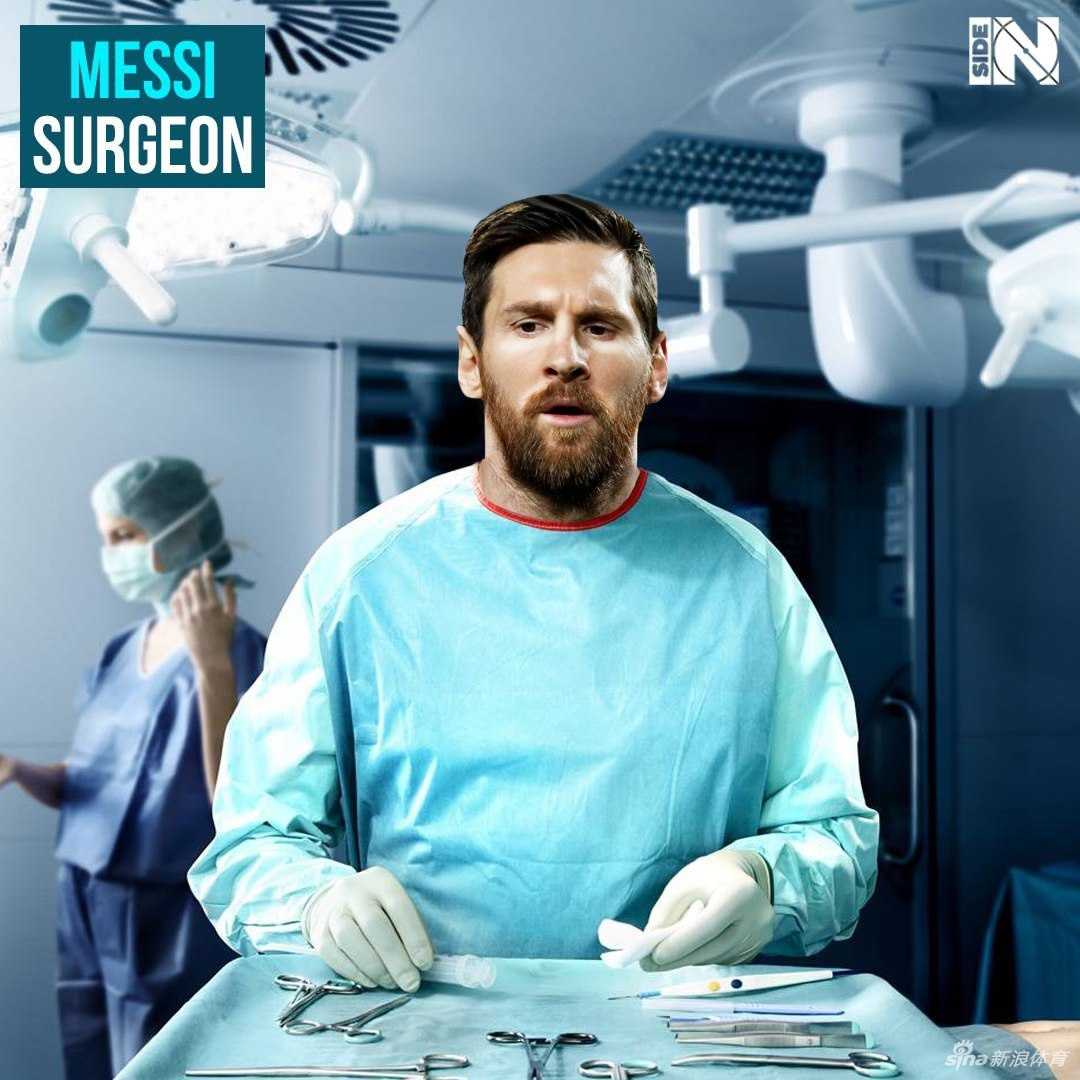 水爷拉莫斯套着一件白大褂，手里举着一卷厚厚的绷带，脸上挂着那标志性的硬汉笑容，仿佛在说：‘兄弟，骨头断了别怕，我帮你接上，顺便领张红牌’。